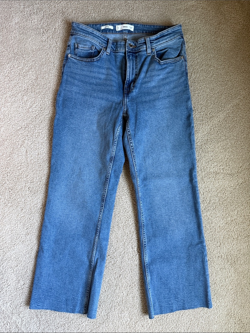 Mango Women's Classic Straight-Leg Jeans in Medium Blue